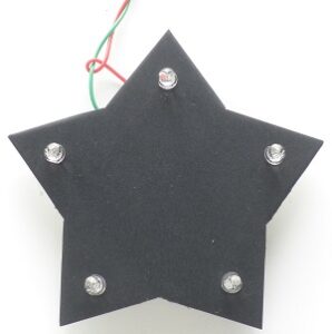 A star-shaped piece of foam board containing five sparkling l.e.d.s.
